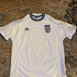 Umbro White England Football Shirt with Black Accents